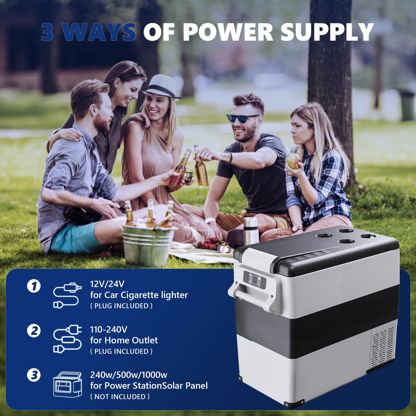 SIMZLIFE 55L Car Refrigerator 12/24V DC Fridge Freezer Dual Zone APP Control Portable Compressor Cooler for Camping Travel Truck