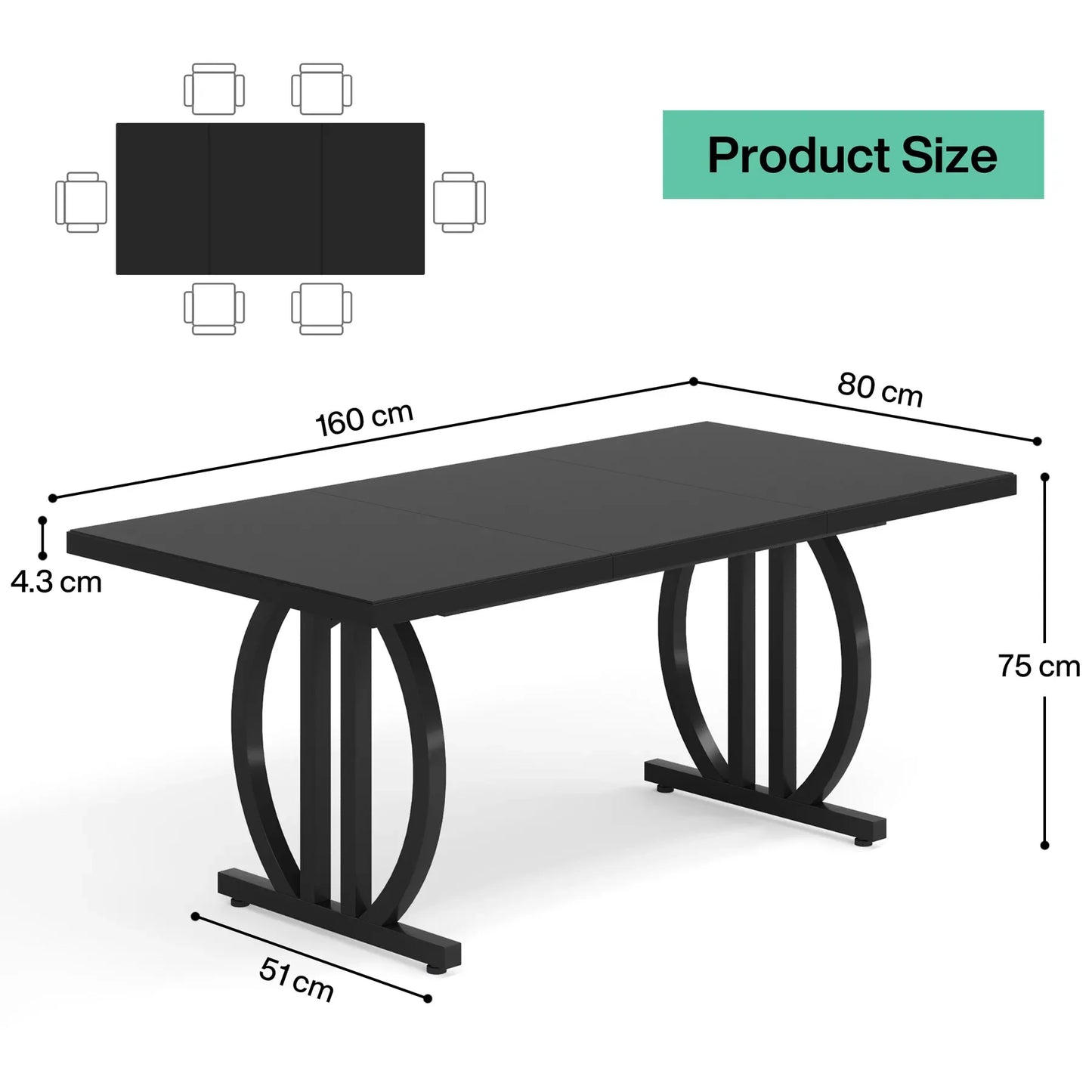 Tribesigns Dining Table for 4 to 6 People 63 Inch Large Dinner Table with Heavy Duty Metal Frame Modern Industrial Kitchen Table