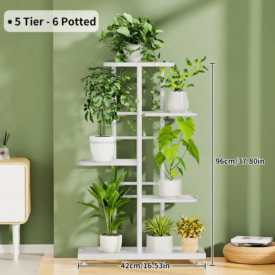 Plant Shelves Iron Potted Flower Stand Rack Multiple Flower Pot Holder Shelf Indoor Outdoor Planter Display Organizer