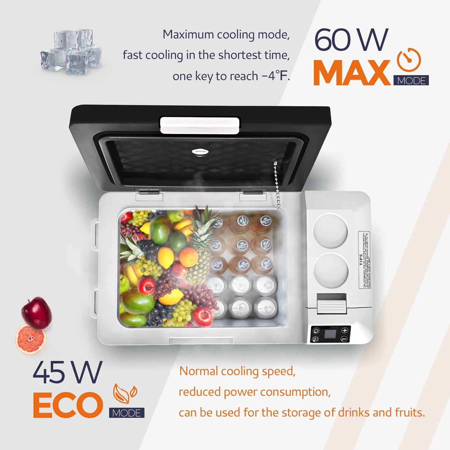 SIMZLIFE 12 Volt Refrigerator,26QT(24L) Portable Fridge with 12/24V DC & 110-240V AC,7℉~50℉,Freezer Cooler for RV,Camping, Hom