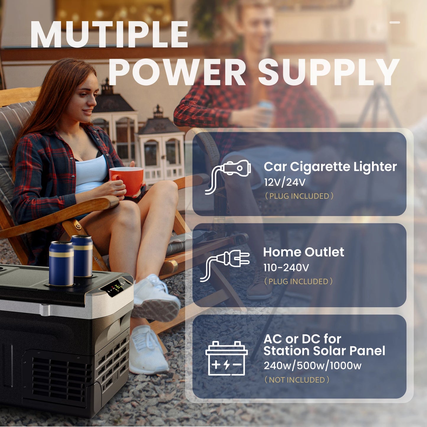 SIMZLIFE Portable Refrigerator, 22QT(21L) 12V Cooler, Compressor Mini Fridge, -4℉~68℉,12/24V DC 110~240 Volt AC for RV/Truck