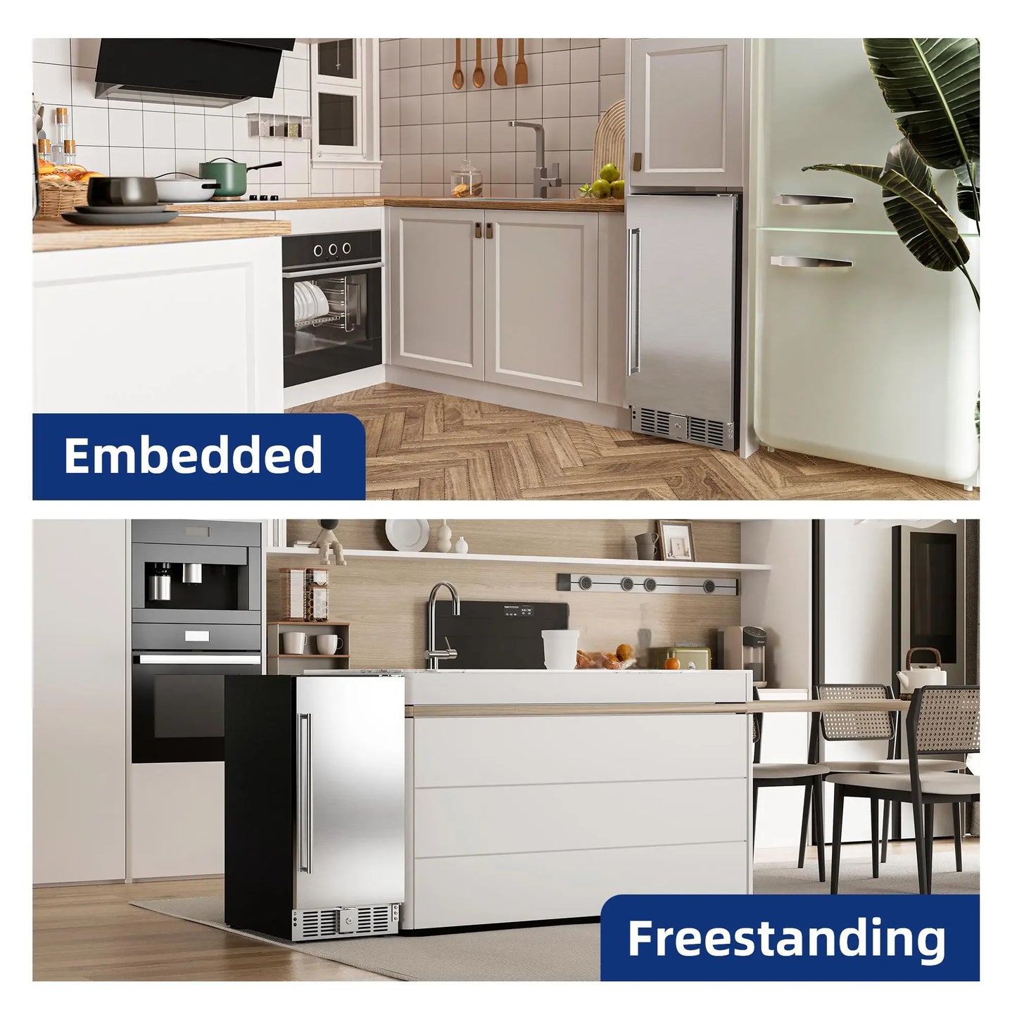 SIMZLIFE Beverage Refrigerator 15Inch Under Counter 127 Can Beverage Fridge  Beverage Cooler Built-in Beer Fridge Wine Cooler