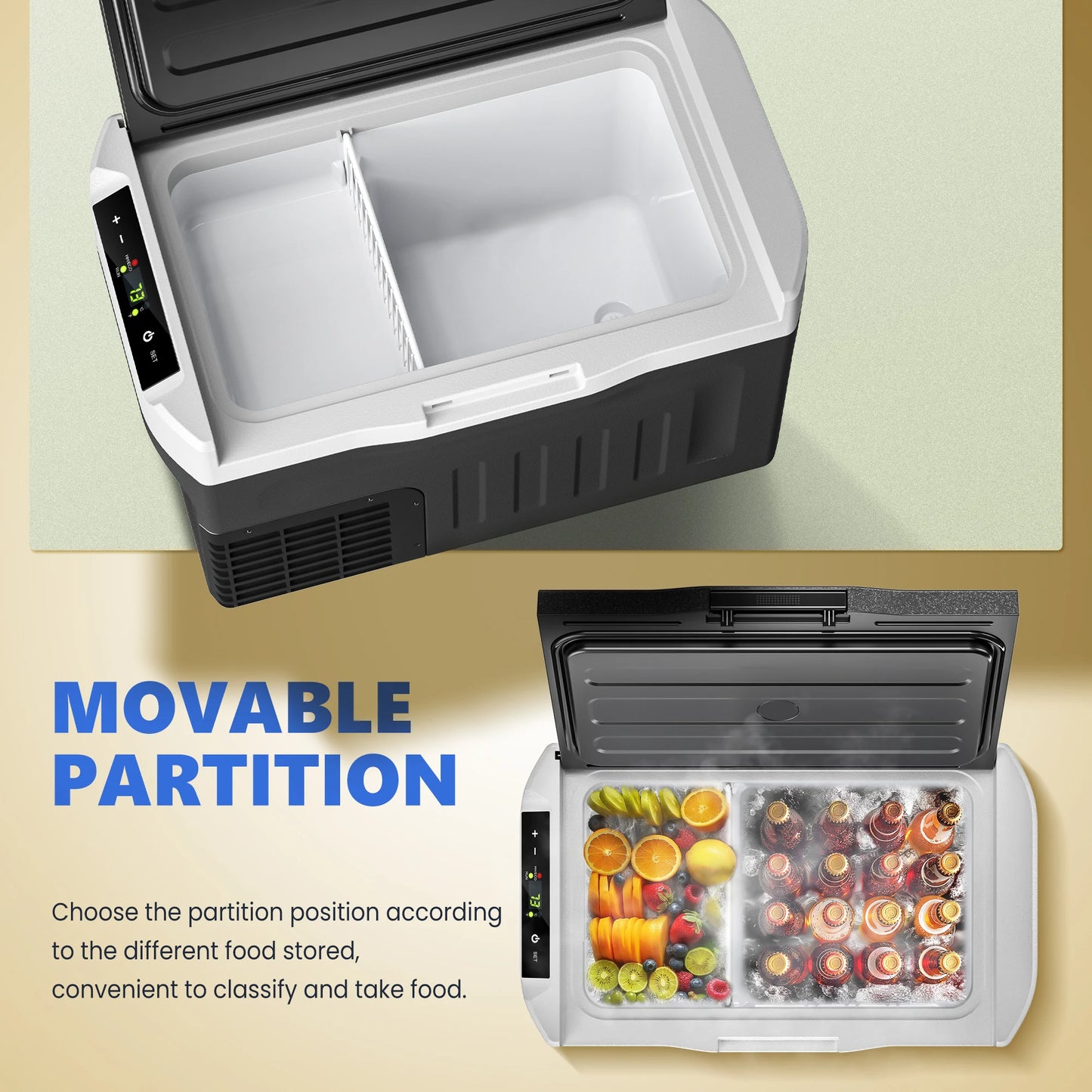 SIMZLIFE Portable Refrigerator, 22QT(21L) 12V Cooler, Compressor Mini Fridge, -4℉~68℉,12/24V DC 110~240 Volt AC for RV/Truck