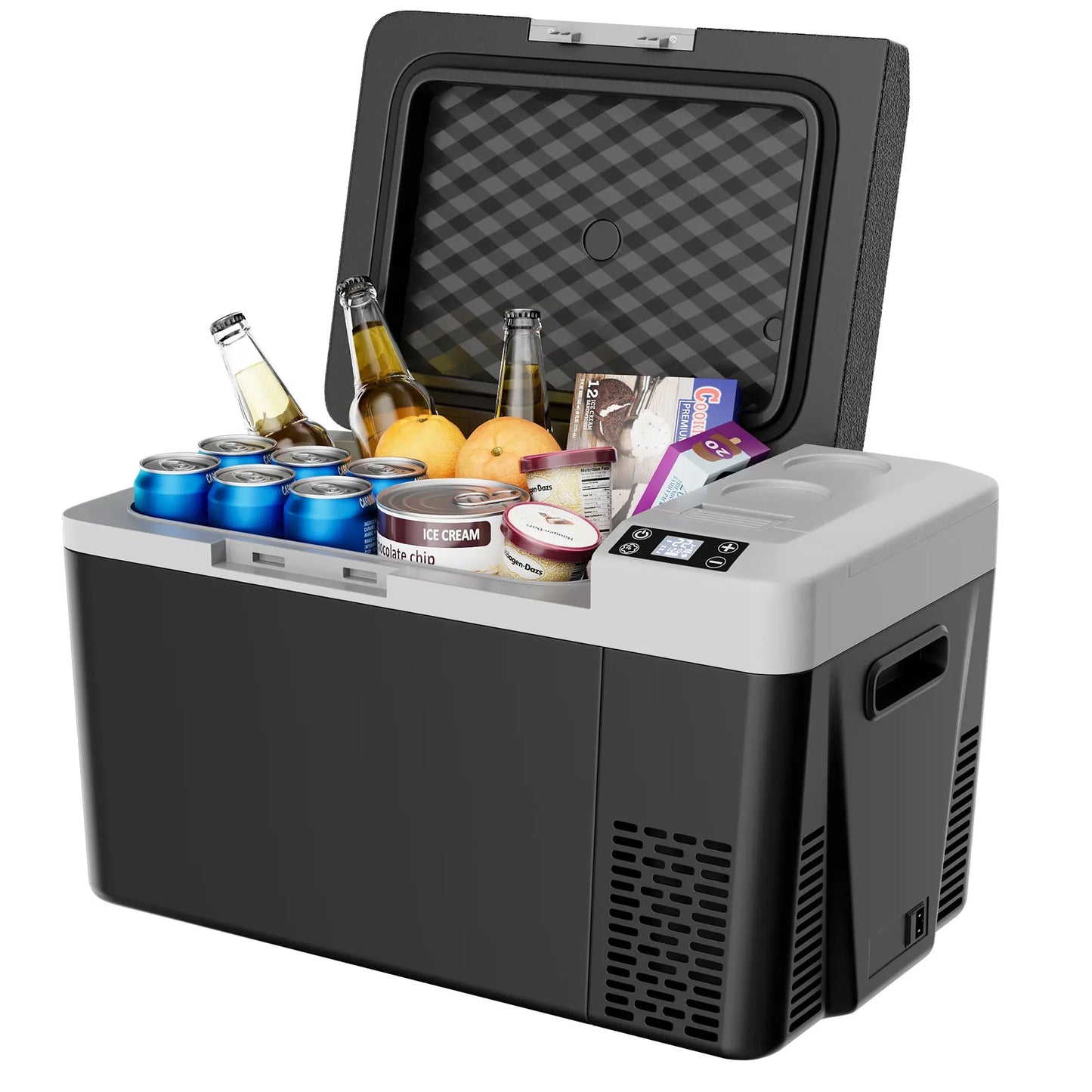 SIMZLIFE 12 Volt Refrigerator,26QT(24L) Portable Fridge with 12/24V DC & 110-240V AC,7℉~50℉,Freezer Cooler for RV,Camping, Hom