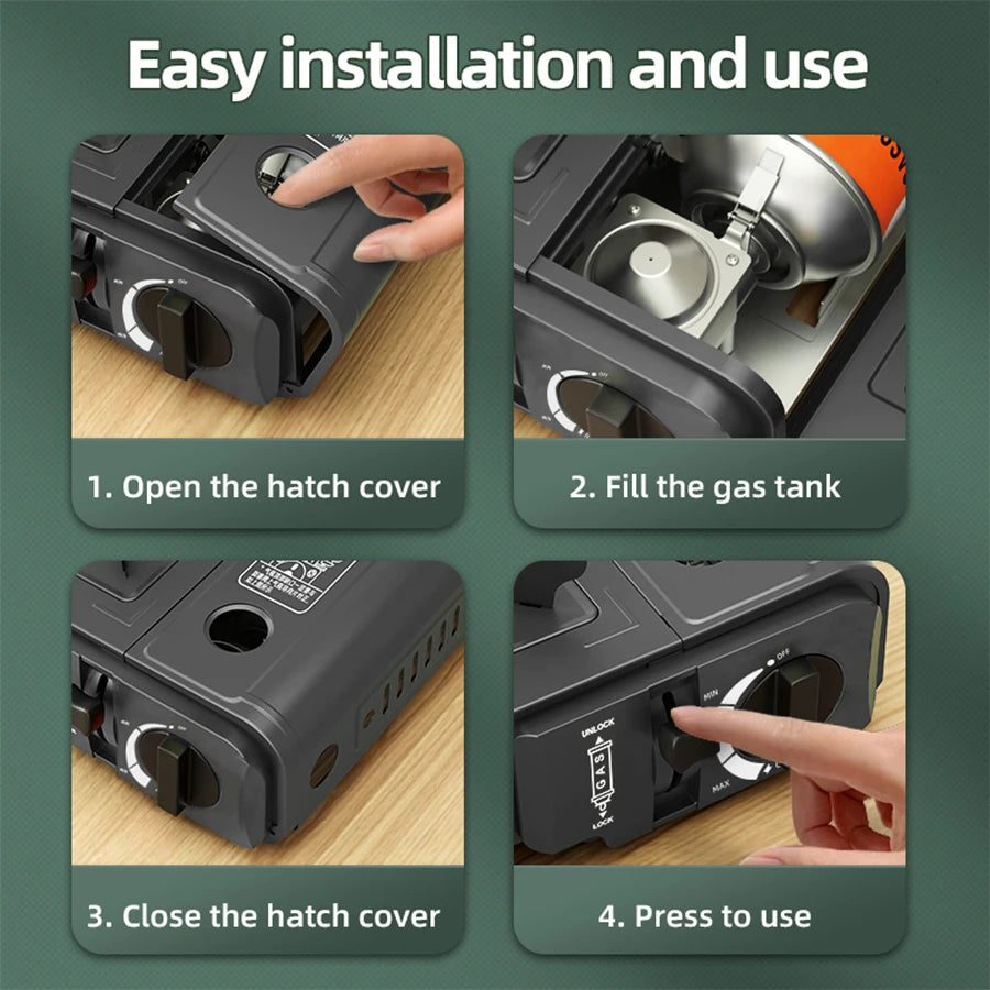 Cassette Stove Household Outdoor Portable Stove Grill 2900W High Fire Gas Stove Suitable for Outdoor Camping Kitchen Barbecue