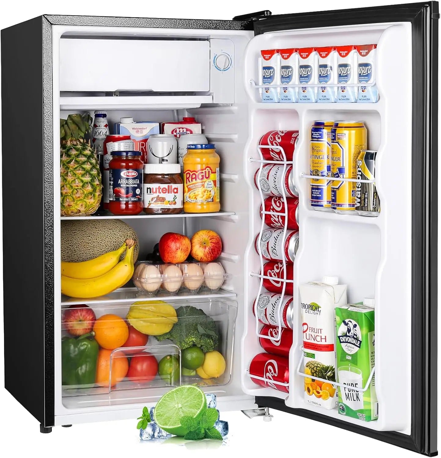 3.2 Cu.Ft Mini Fridge with Freezer, Single Door Mini Fridge, Dorm Fridge, Adjustable Thermostat, Mini Refrigerator for Bedroom