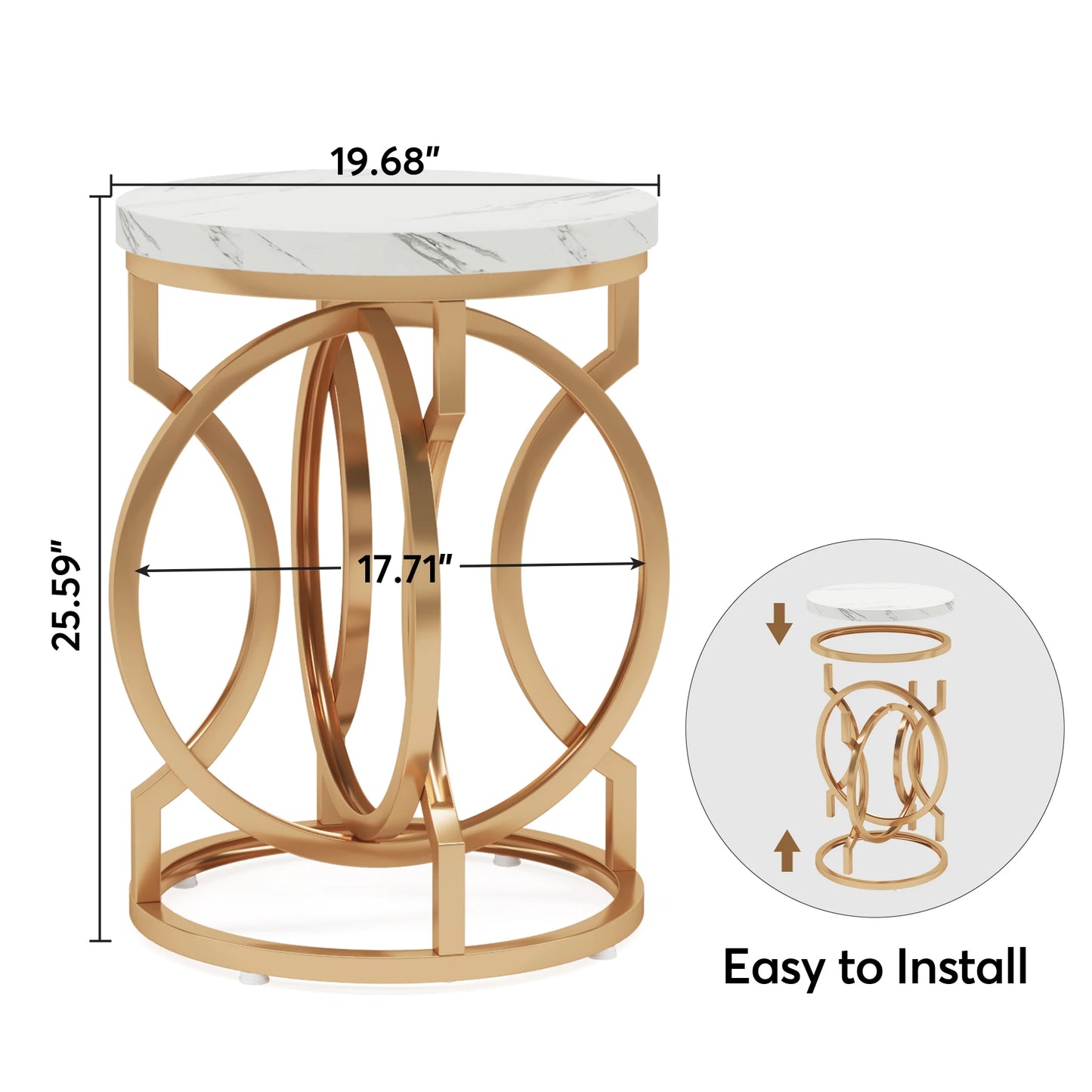 Tribesigns Modern Round End Table with Thick Wood Top 20 Inch Side Table Cocktail Table with Unique O Shaped Base