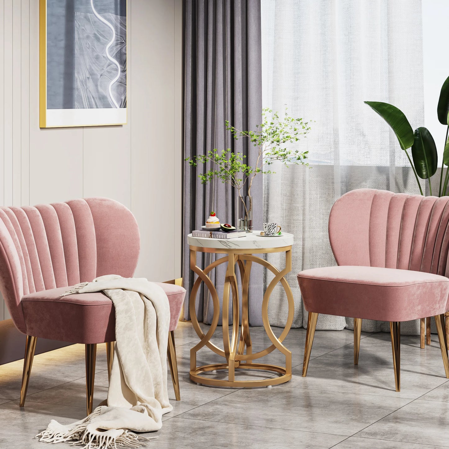 Tribesigns Modern Round End Table with Thick Wood Top 20 Inch Side Table Cocktail Table with Unique O Shaped Base