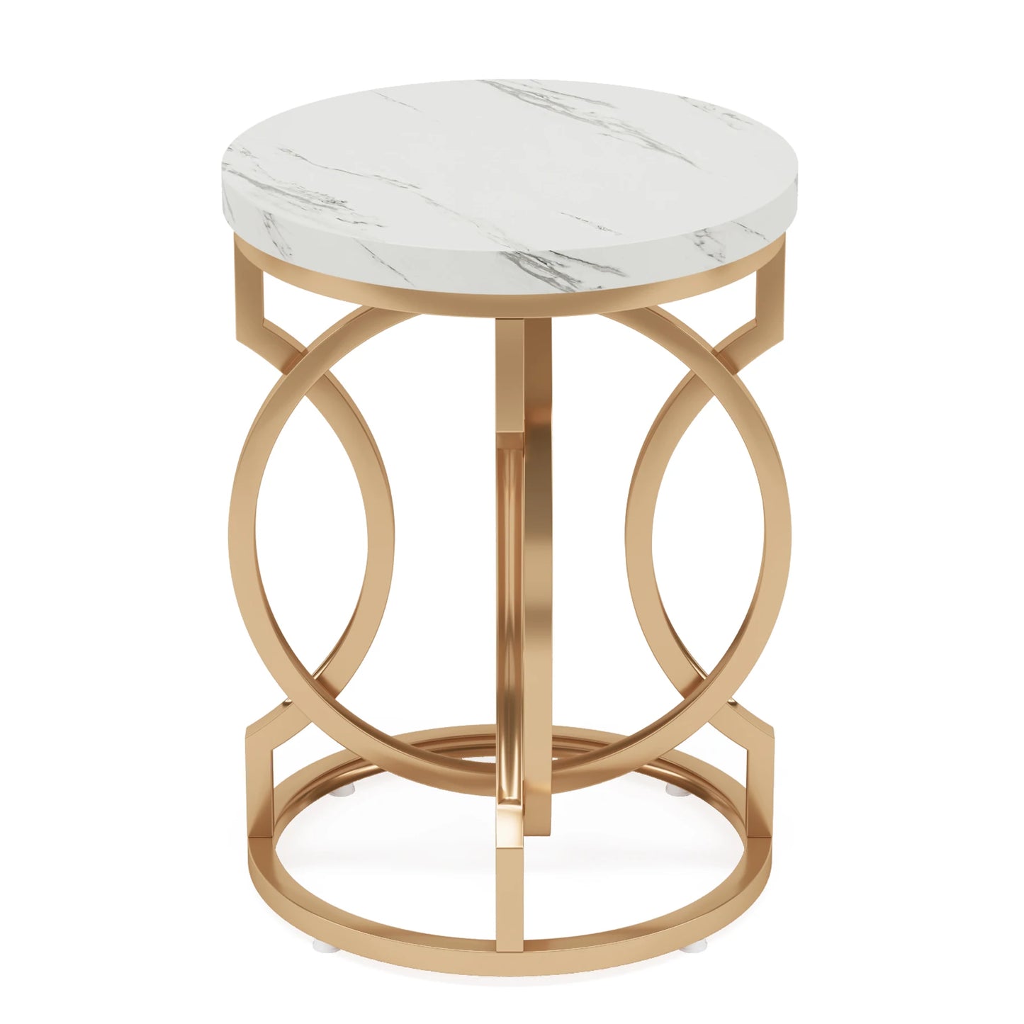 Tribesigns Modern Round End Table with Thick Wood Top 20 Inch Side Table Cocktail Table with Unique O Shaped Base