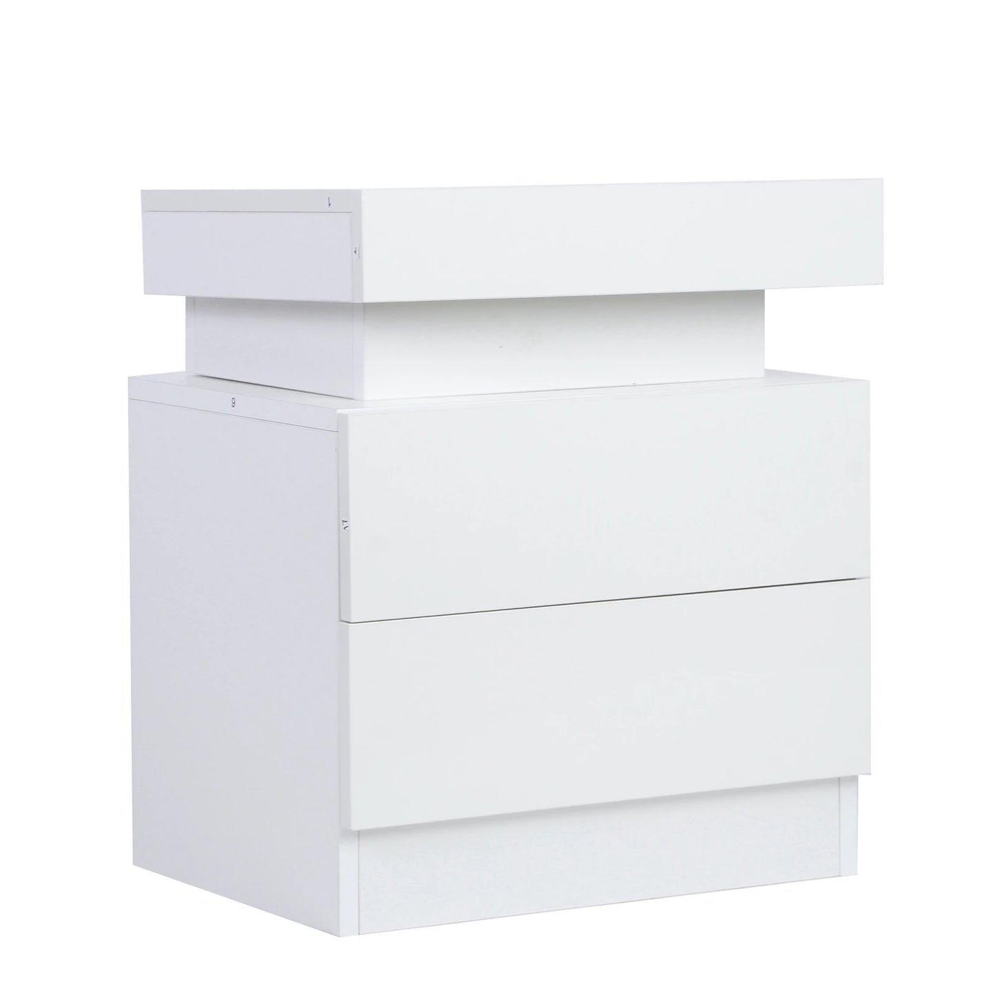 Bedside Desk Bedroom LED Nightstand Bedside Table Large Capacity RGB Light Storage Nightstand Cabinet with 2 Drawers for Bedroom