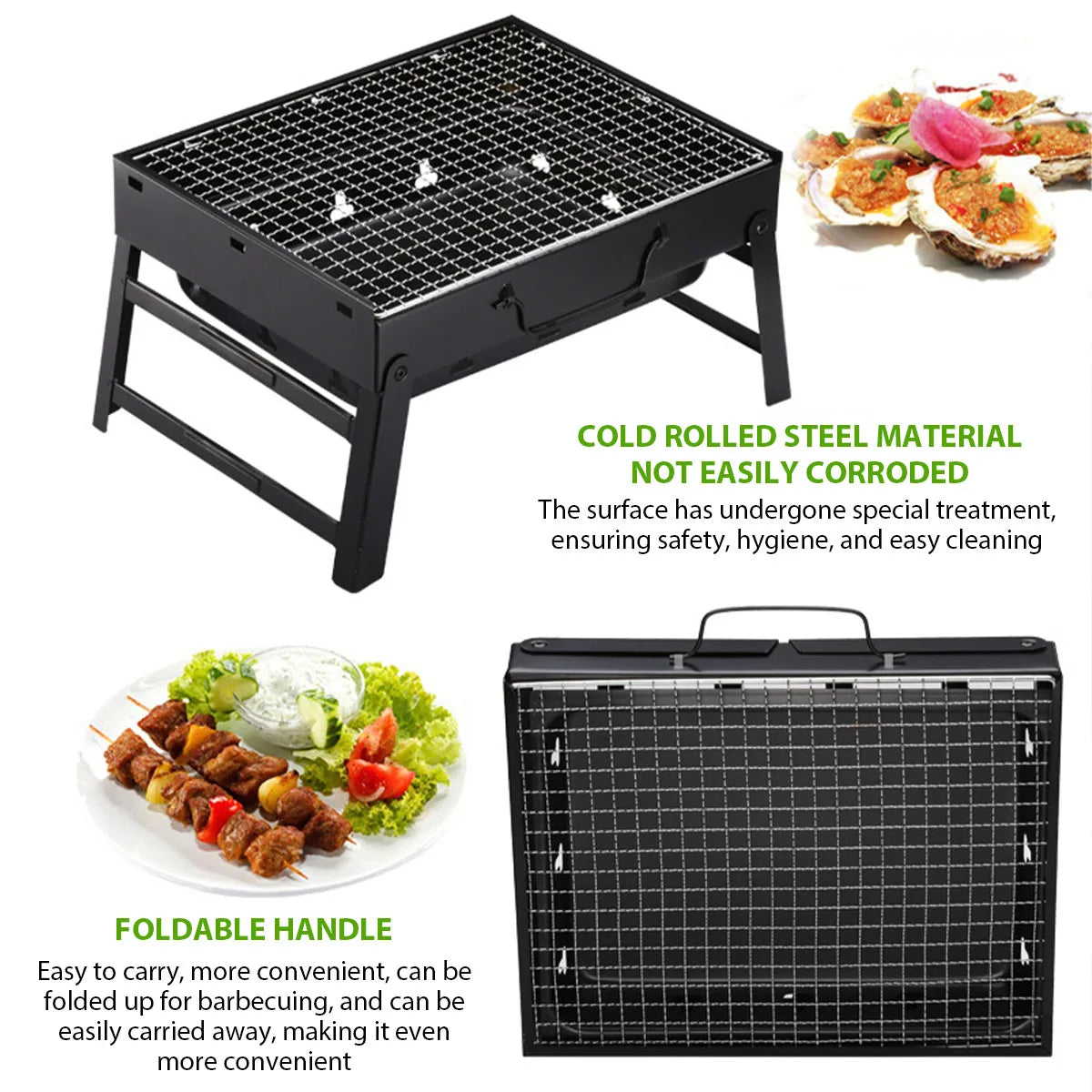 Portable BBQ Charcoal Grill Stainless Steel Small Mini BBQ Tool Kit Outdoor Cooking Camping Picnic Beach Portable BBQ
