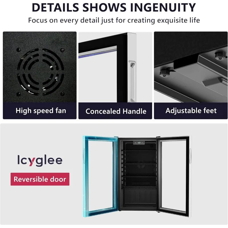 Beverage Refrigerator Cooler - 126 Can Mini Fridge with Glass Door for Soda Beer or Wine, Beverage Cooler for Home