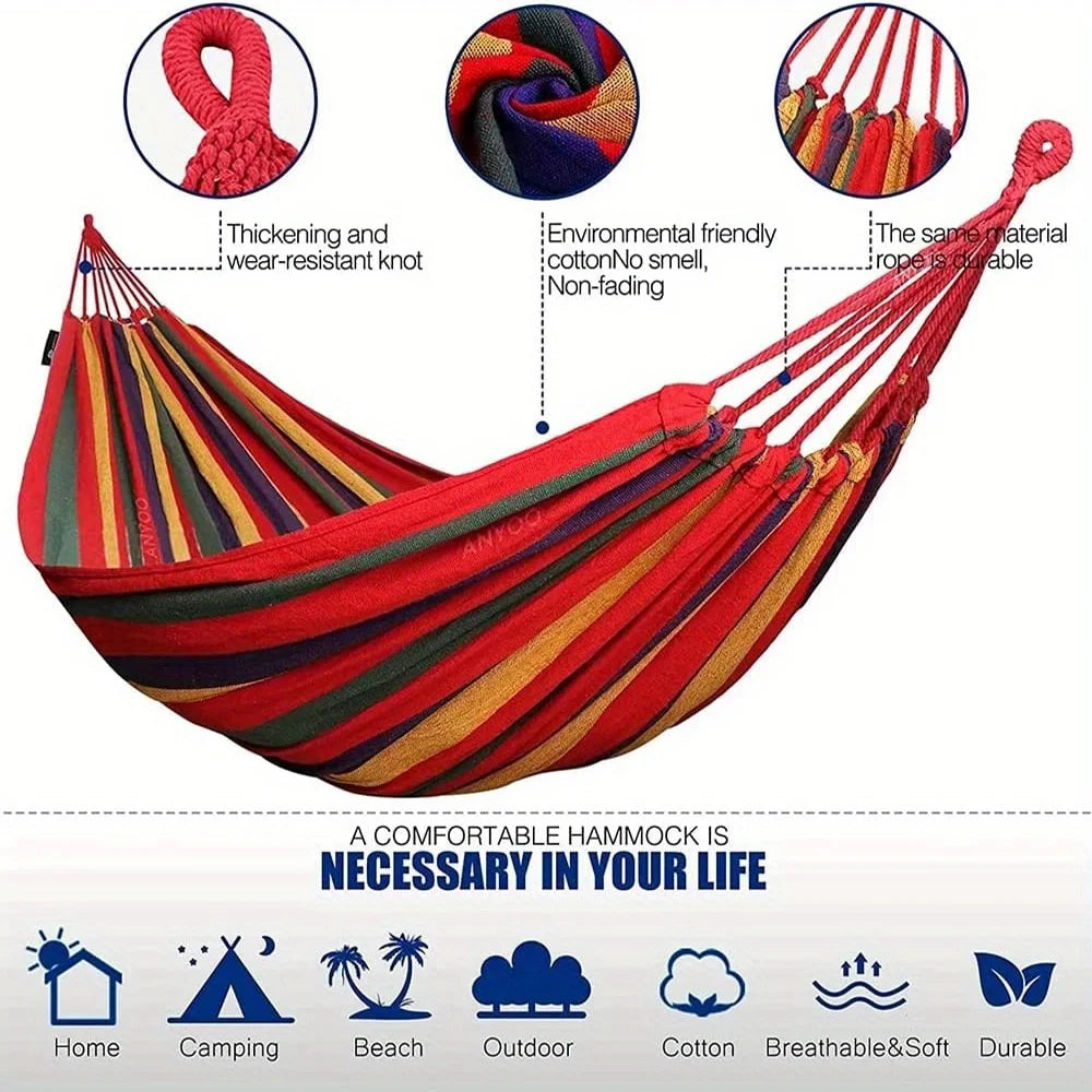 Outdoor Multi-Functional Hammock - Colorful Anti-Flip Design, Garden Leisure Hammock, Equipped with Tree-Friendly Straps and a P