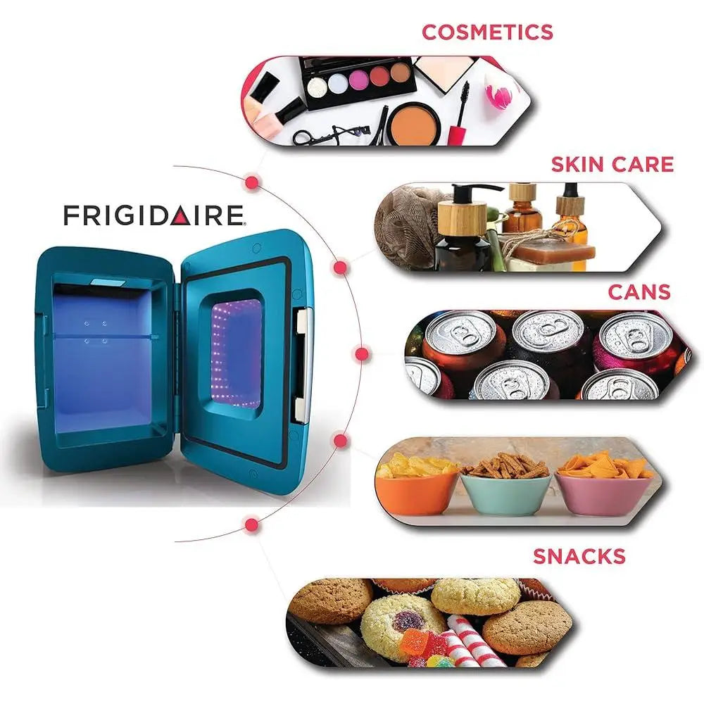 Mini Beverage Refrigerator Gaming Portable Cooler with LED Lights Compact Storage Drinks Snacks and Skincare 4L Capacity