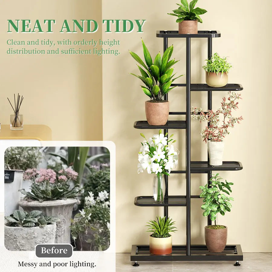 Plant Shelves Iron Potted Flower Stand Rack Multiple Flower Pot Holder Shelf Indoor Outdoor Planter Display Organizer