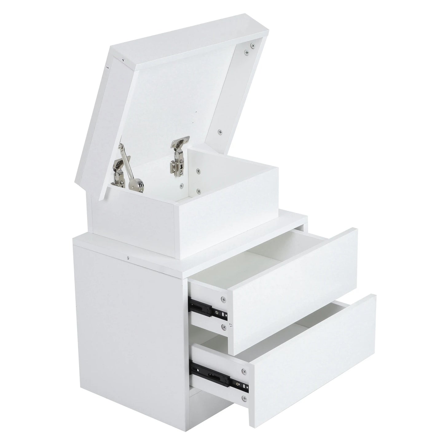 Bedside Desk Bedroom LED Nightstand Bedside Table Large Capacity RGB Light Storage Nightstand Cabinet with 2 Drawers for Bedroom