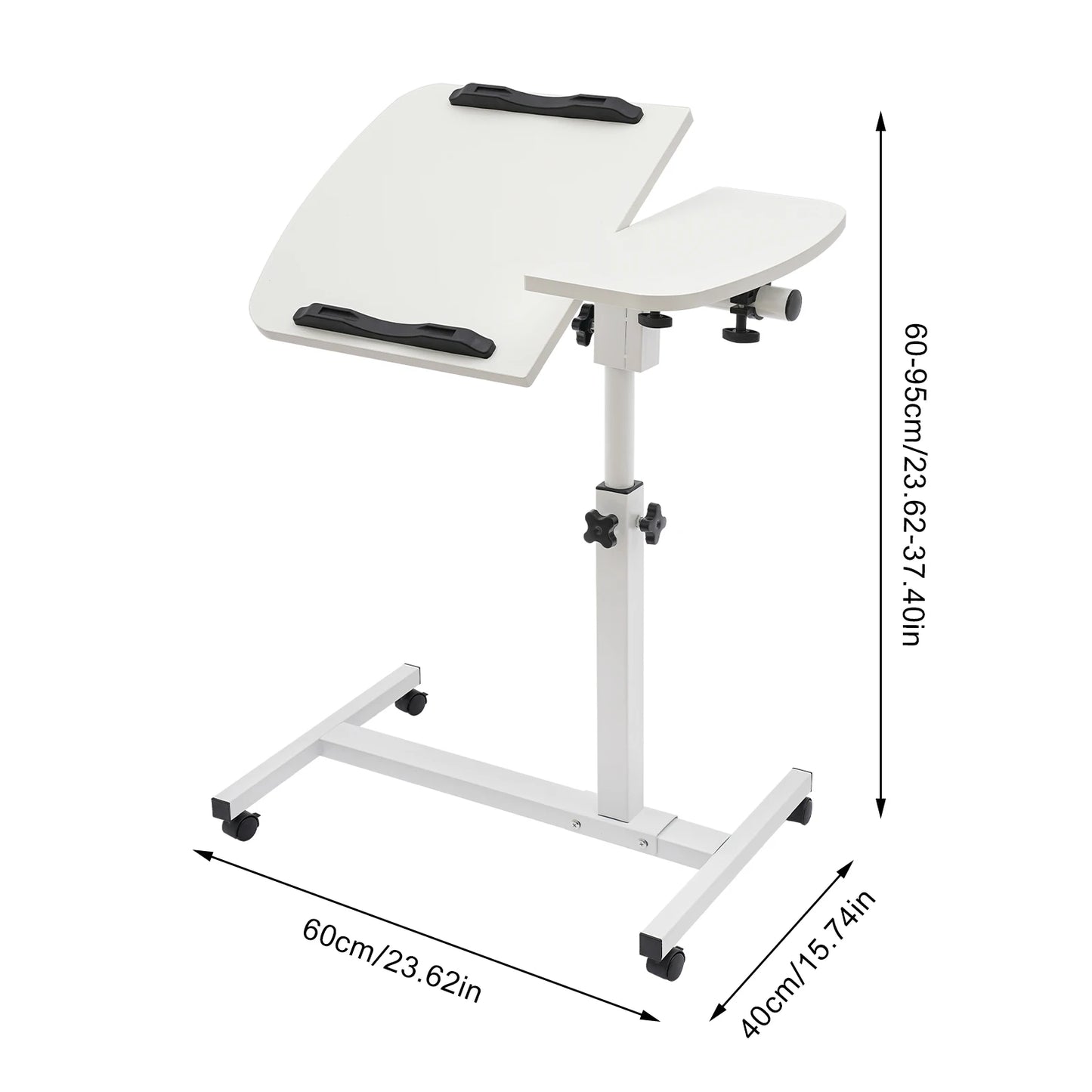 Angle & Height Adjustable Rolling Table Laptop Notebook Stand Tiltable Table Top Desk Sofa Bed Side Table