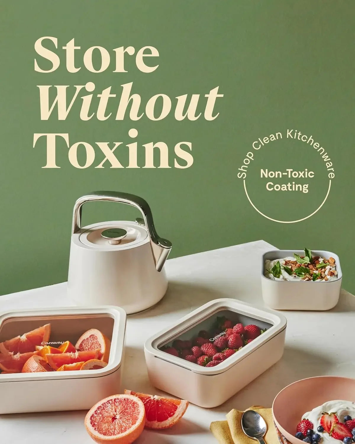 3pc Glass Food Storage Set – 10 Cup, 6.6 Cup, & 4.4 Cup Food Containers - Ceramic Coated - Non Toxic Non Stick Lunch Box