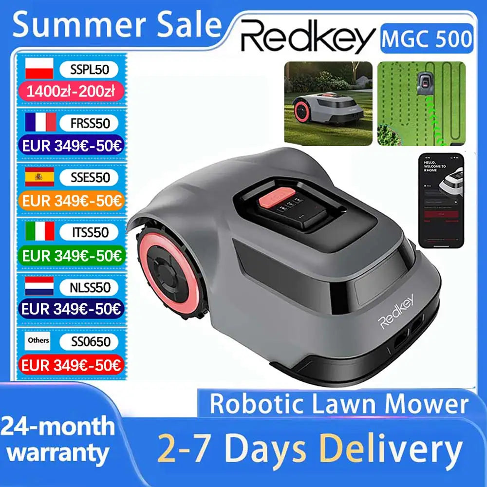 C-TOF Robot Lawn Mower Redkey MGC500 Smart Mowing Robot with Cable Break Detection and Climbing Capacity 45 Percent App Control