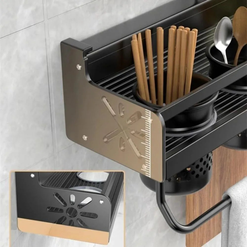 Wall-mounted Kitchen Organizer Shelf Spice Storage Rack Kitchen Knife Holder Wall Seasoning Chopstick Spoon Shovel Storage