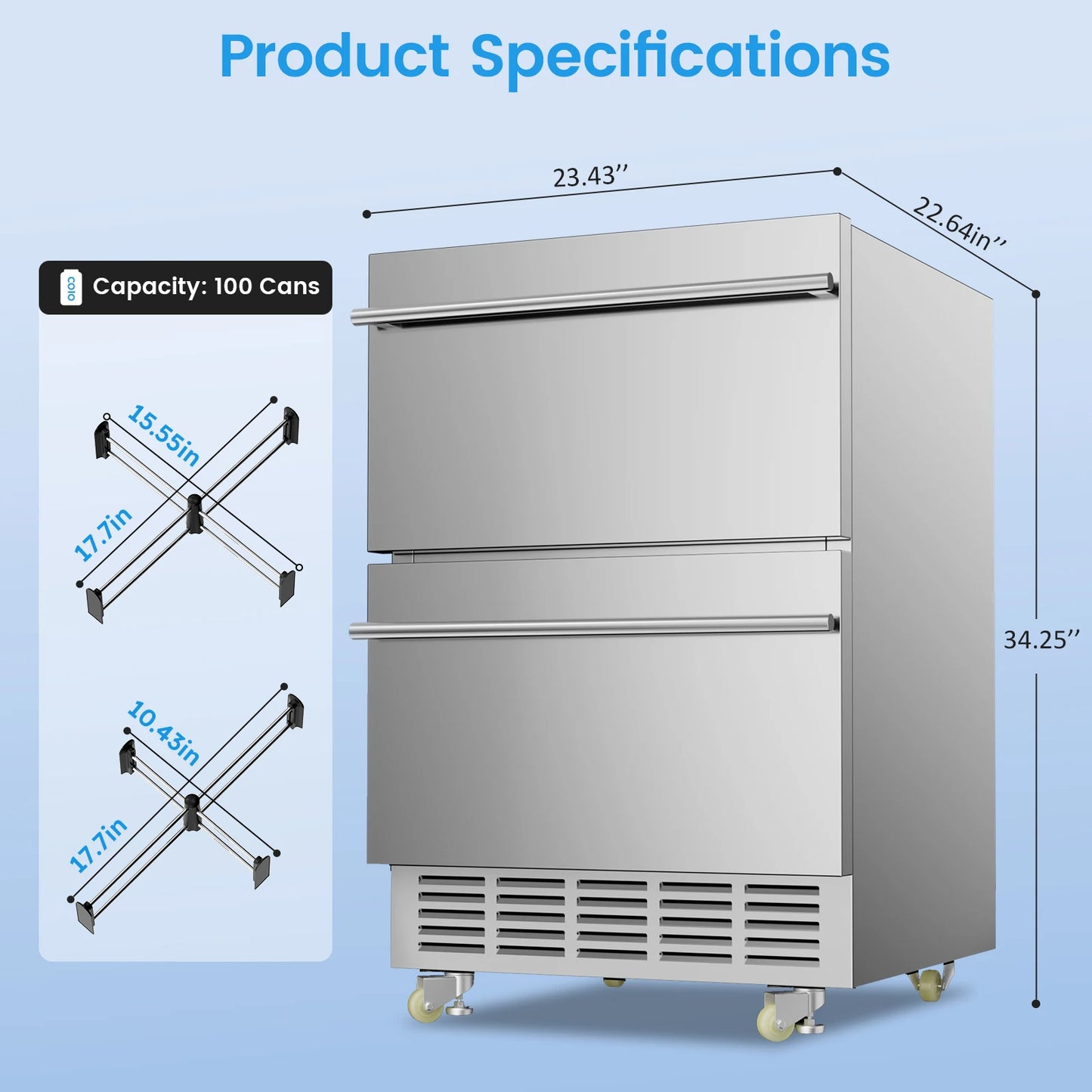 15 inch / 24 inch / 30 inch Beverage Refrigerator Stainless Steel Under Counter Beer Beverage Fridge Indoor/Outdoor Beer Cooler