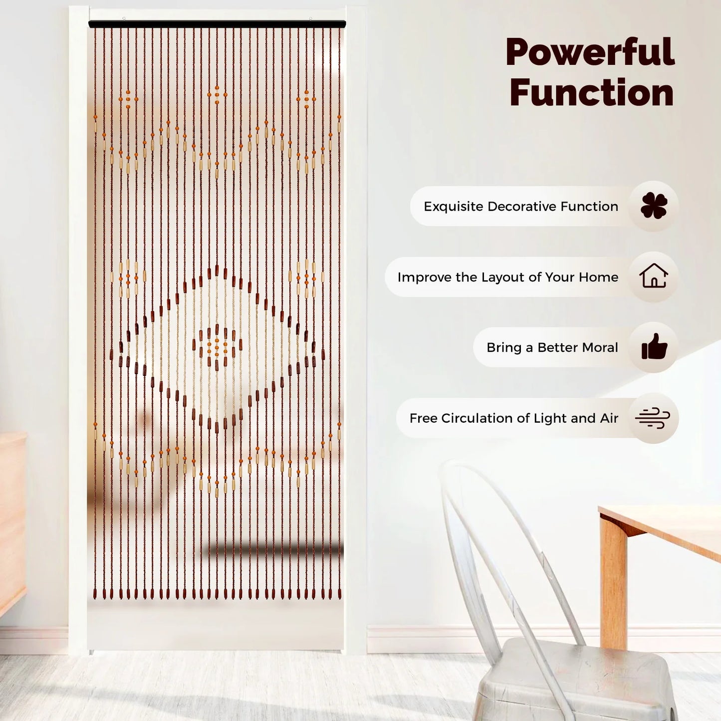 90x208cm 31 Line Retro Wooden Bead Curtain Blinds Door Curtain For Porch Bedroom Living Room Bathroom