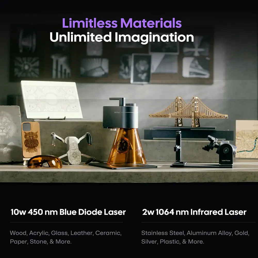 Laserpecker 4 LP4 Laser Engraving Machine Dual Light Engraver Portable for Metal Wood Plastic Carving