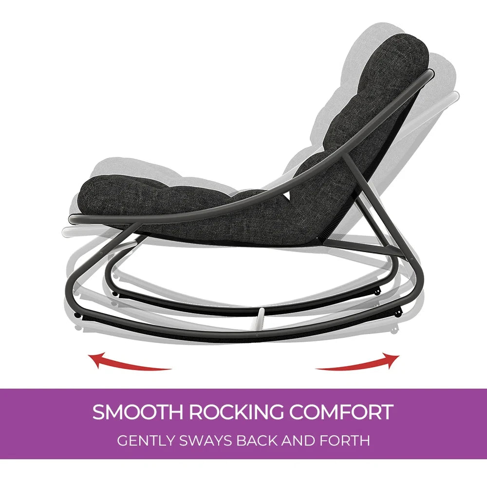 Outdoor Rocking Chair, Padded Cushion Recliner Rocker for Front Porch Sunroom Patio Backyard
