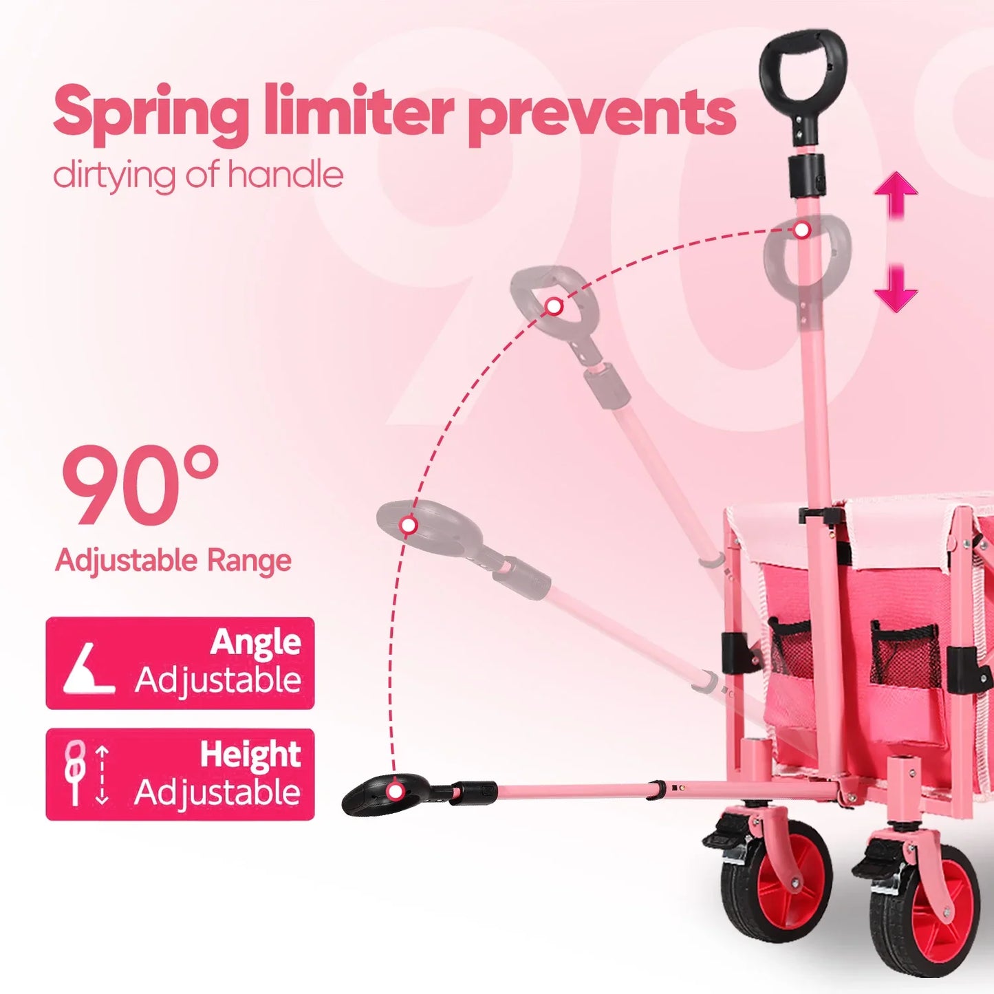 52" Extender Folding Collapsible Wagon Carts Foldable with 330LBS Weight Capacity Heavy Duty Lightweight Extra-Long Utility Cart