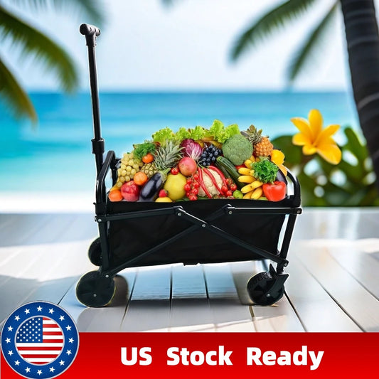 Foldable Folding Car Stroller, Dog Stroller Heavy Duty Utility Garden Cart with All-Terrain Wheels for Beach, Lawn, Sports, Camp