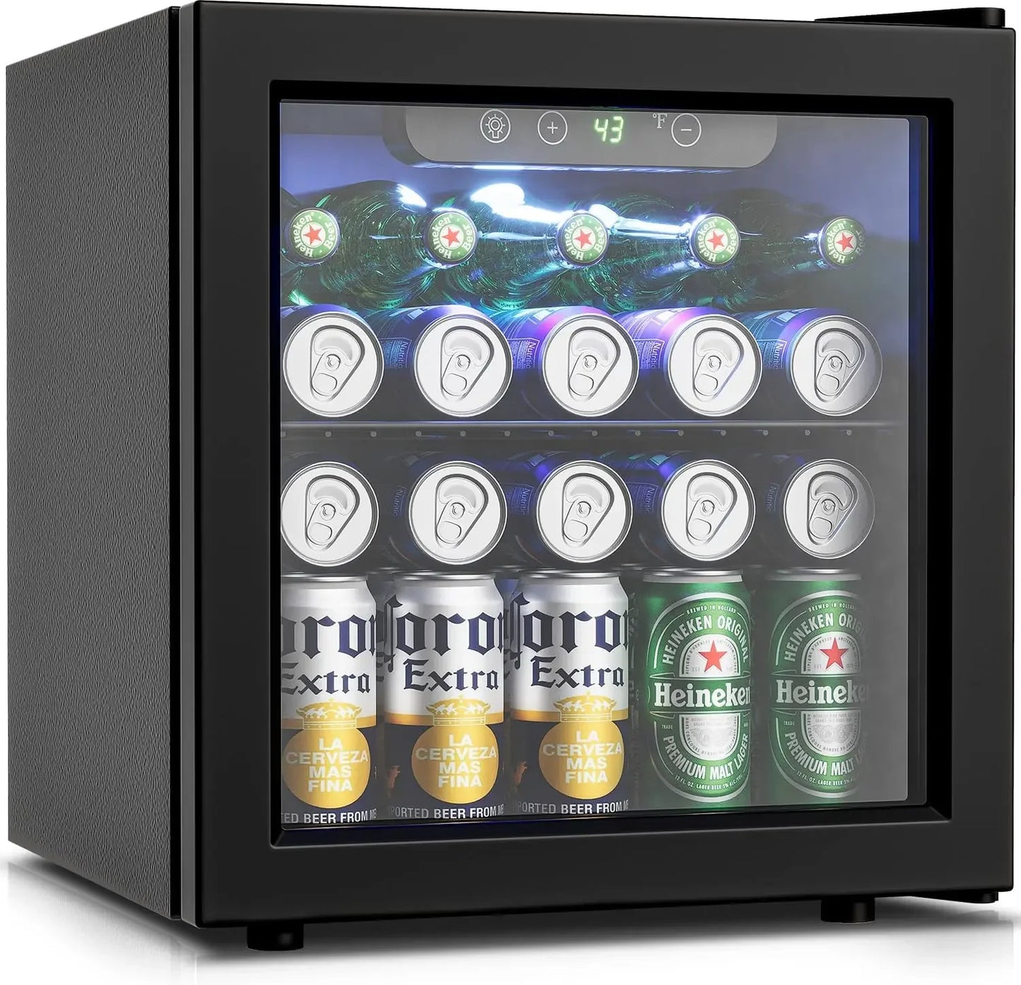 Beverage Refrigerator Cooler - 12 Bottle 50 Can Mini Fridge with Glass Door, Soda Wine Beer Drink Fridge - Small Refrigerator