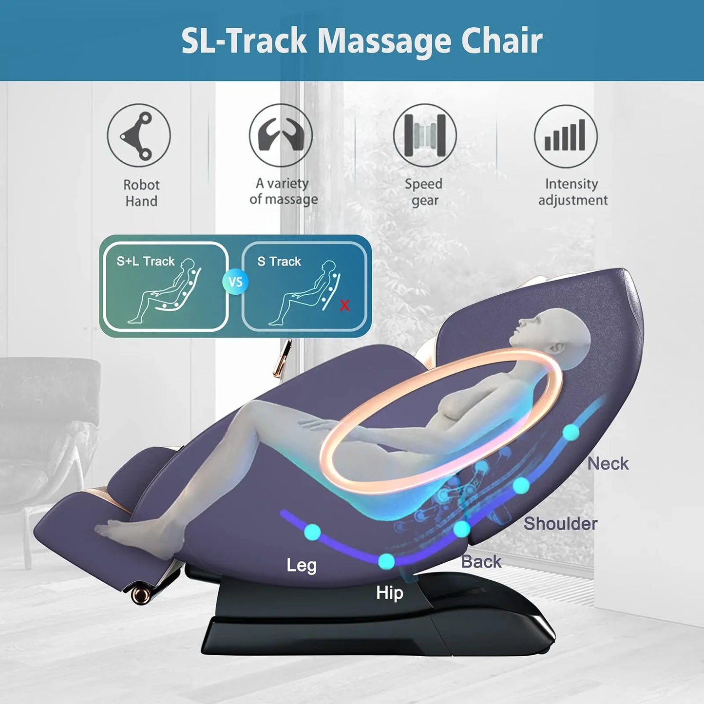 APP Control 4D Massage Chair SL Track Full Body Shiatsu Recliner Zero Gravity Massager with Yoga Stretching Foot Massage Roller