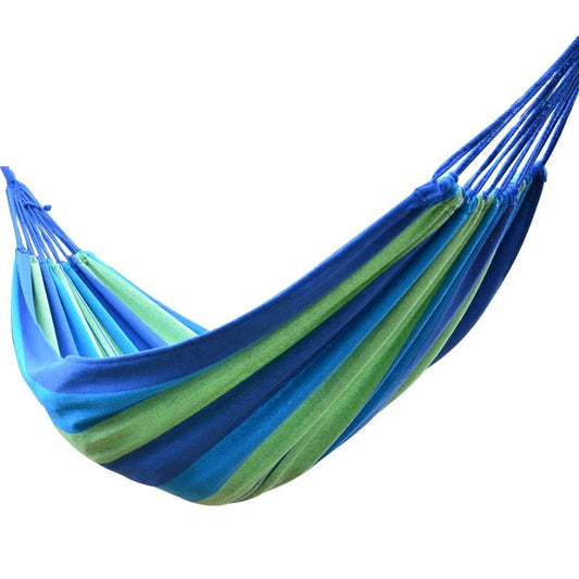 Camping Hammock Double Portable Hammock with 2 Tie Straps Colorful Stripe Cloth Hammock for Indoor Outdoor Blue