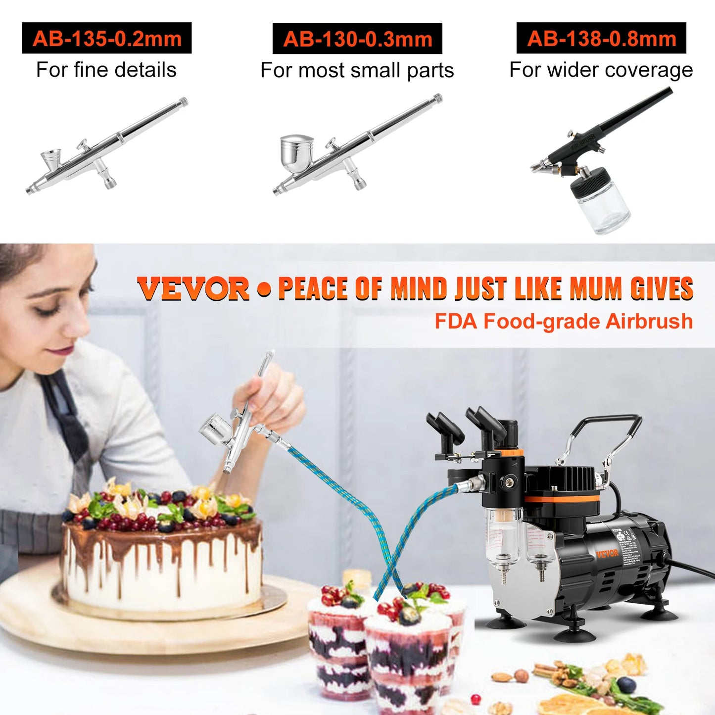 Vevor Professional Dual Action Airbrush Kit 120W Electric Spray Gun Painting Set for Art Nail Tattoo and Makeup