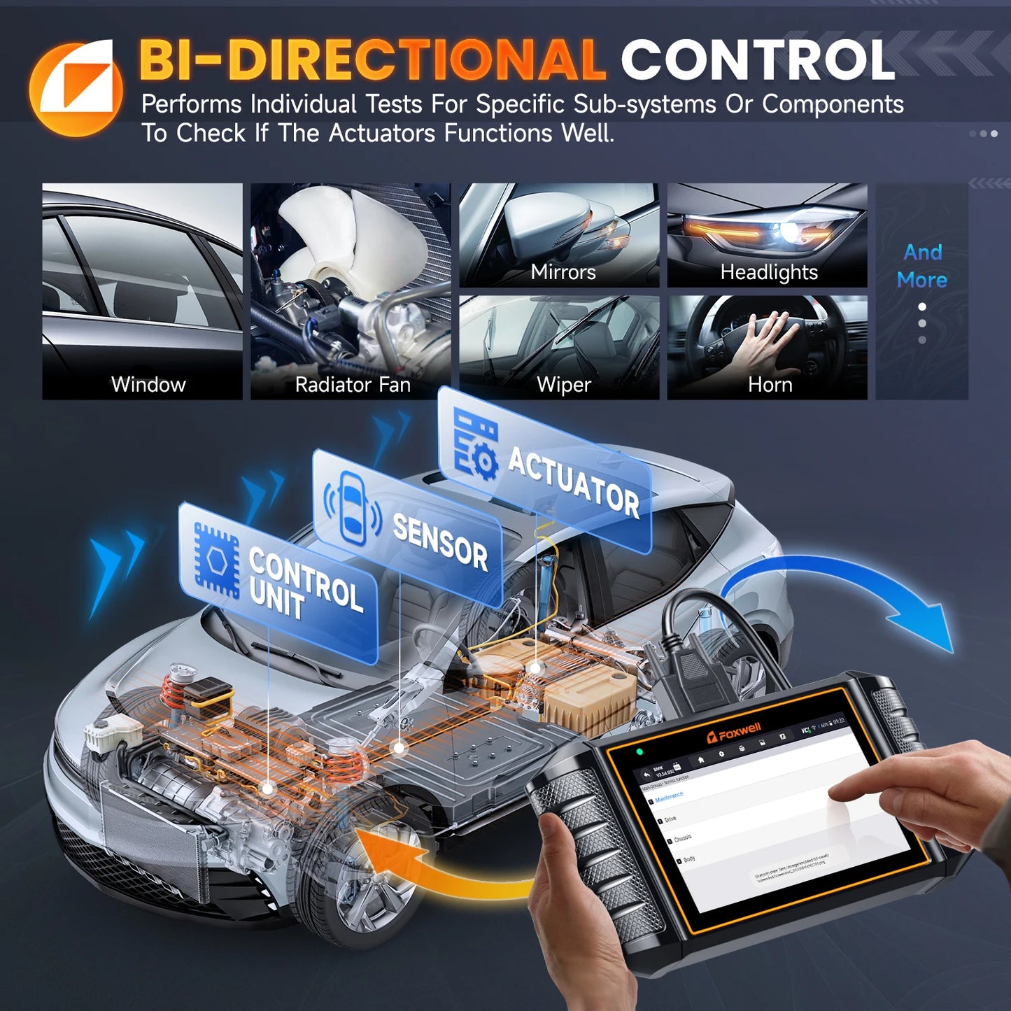 Foxwell NT710 OBD2 Diagnostic Scan Tool Car Code Reader ECU Coding Full System Bi-Directional Automotive Scanner