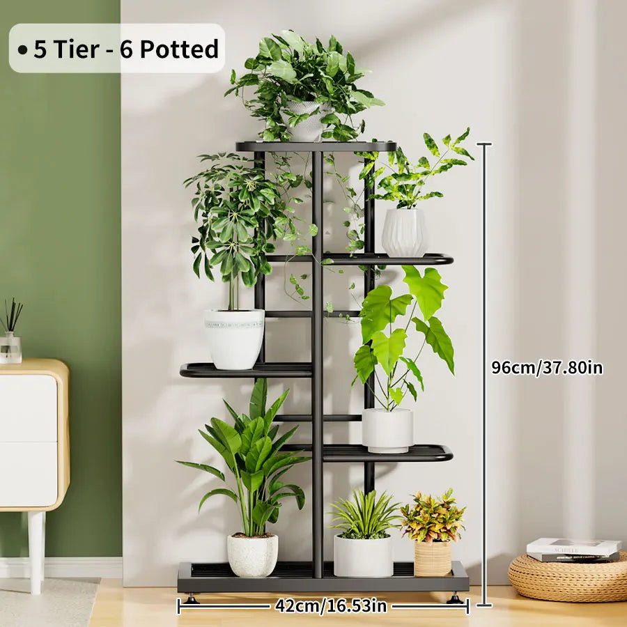Plant Shelves Iron Potted Flower Stand Rack Multiple Flower Pot Holder Shelf Indoor Outdoor Planter Display Organizer