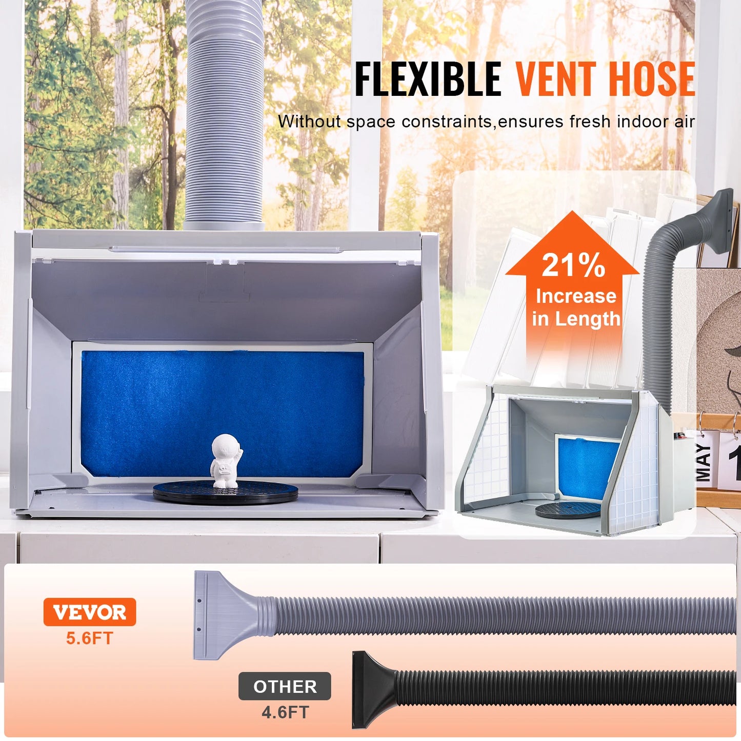 VEVOR Airbrush Spray Booth Dual Fans Portable Hobby Airbrush Paint Spray Booth Kit with LED Lights and Exhaust Extension Hose