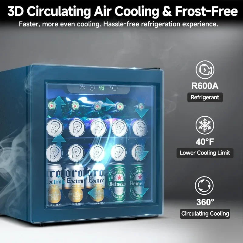 Beverage Refrigerator Cooler - 12 Bottle 50 Can Mini Fridge with Glass Door, Soda Wine Beer Drink Fridge - Small Refrigerator