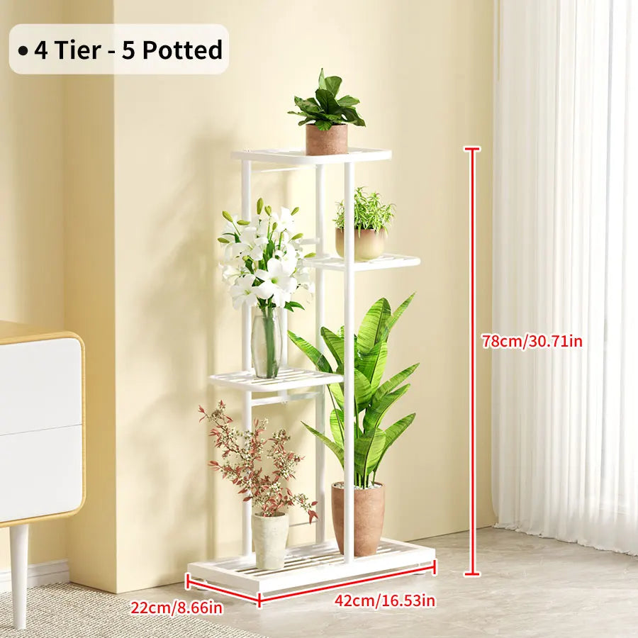Plant Shelves Iron Potted Flower Stand Rack Multiple Flower Pot Holder Shelf Indoor Outdoor Planter Display Organizer
