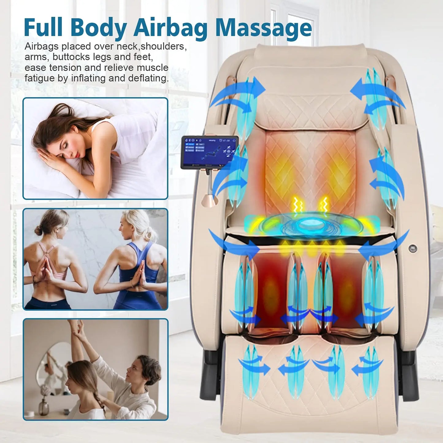 APP Control 4D Massage Chair SL Track Full Body Shiatsu Recliner Zero Gravity Massager with Yoga Stretching Foot Massage Roller