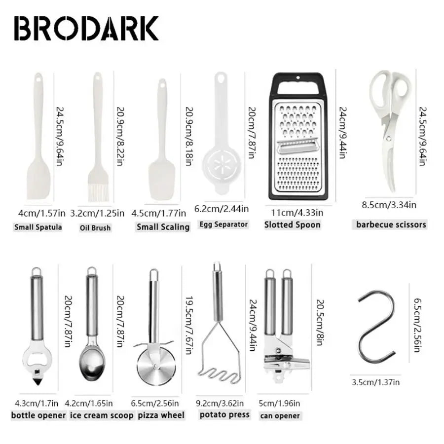 44pcs Premium Silicone Kitchen Utensil Set With Wooden Handles And Knife - Heat-Resistant, Non-Stick Friendly Cooking To