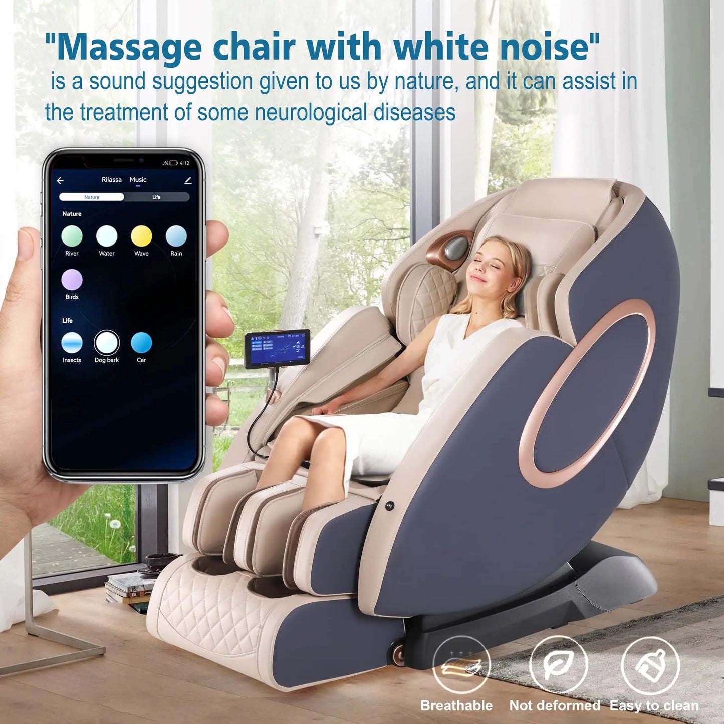 APP Control 4D Massage Chair SL Track Full Body Shiatsu Recliner Zero Gravity Massager with Yoga Stretching Foot Massage Roller