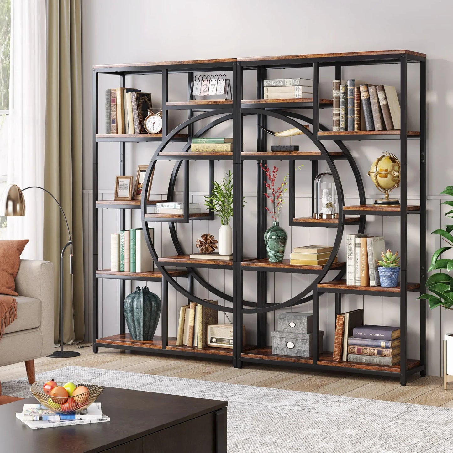 Tribesigns Industrial 5 Tier Etagere Bookshelf Freestanding Tall Storage Organizer