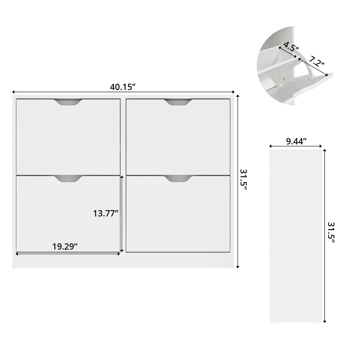 VOWNER Shoe Storage Cabinet with 4 Flip Drawers, Freestanding Shoe Cabinet