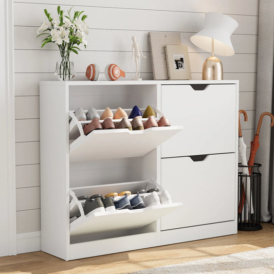 VOWNER Shoe Storage Cabinet with 4 Flip Drawers, Freestanding Shoe Cabinet