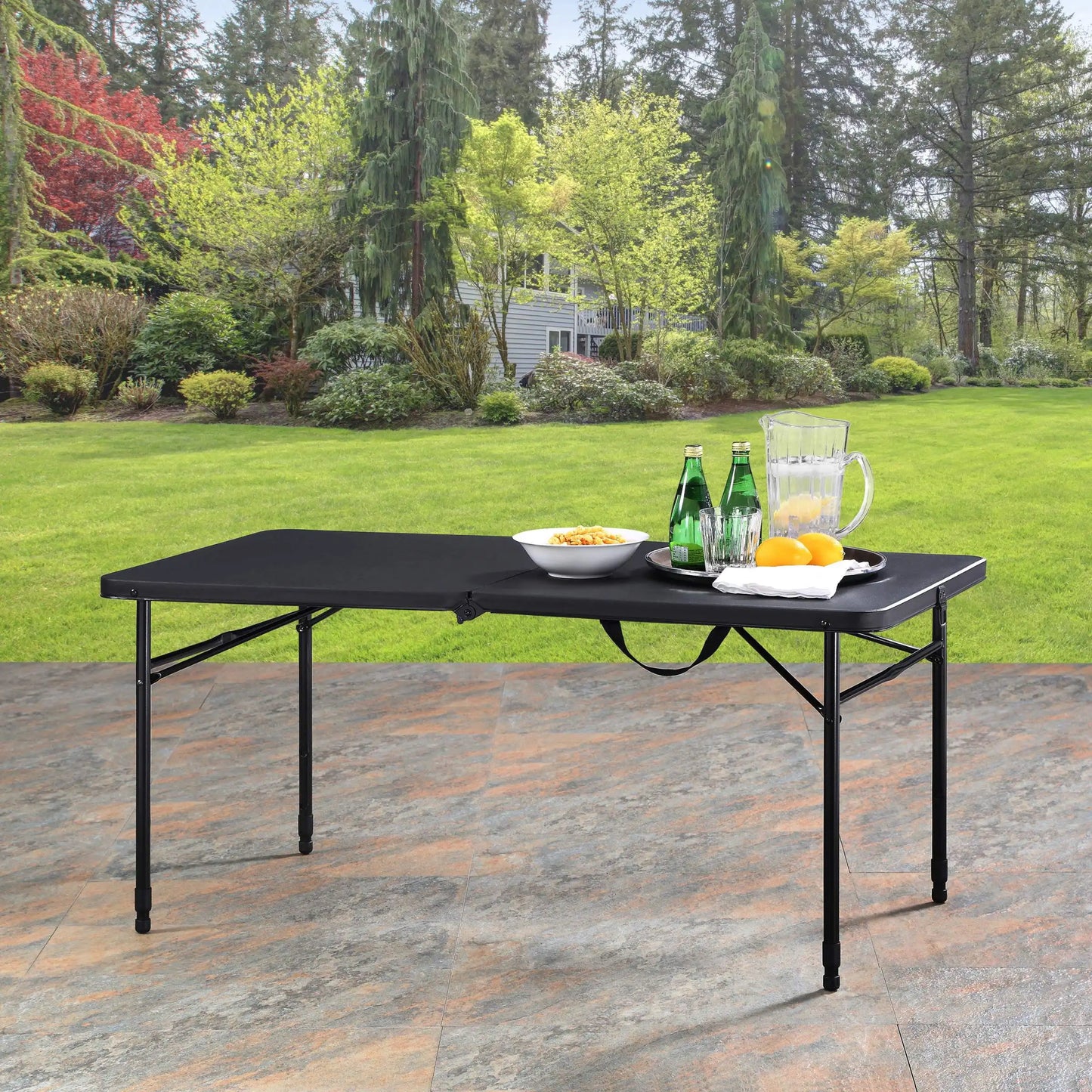 4-Foot Foldable Adjustable Table for Serving Table, Craft Supply Table, Outdoor Dining Table
