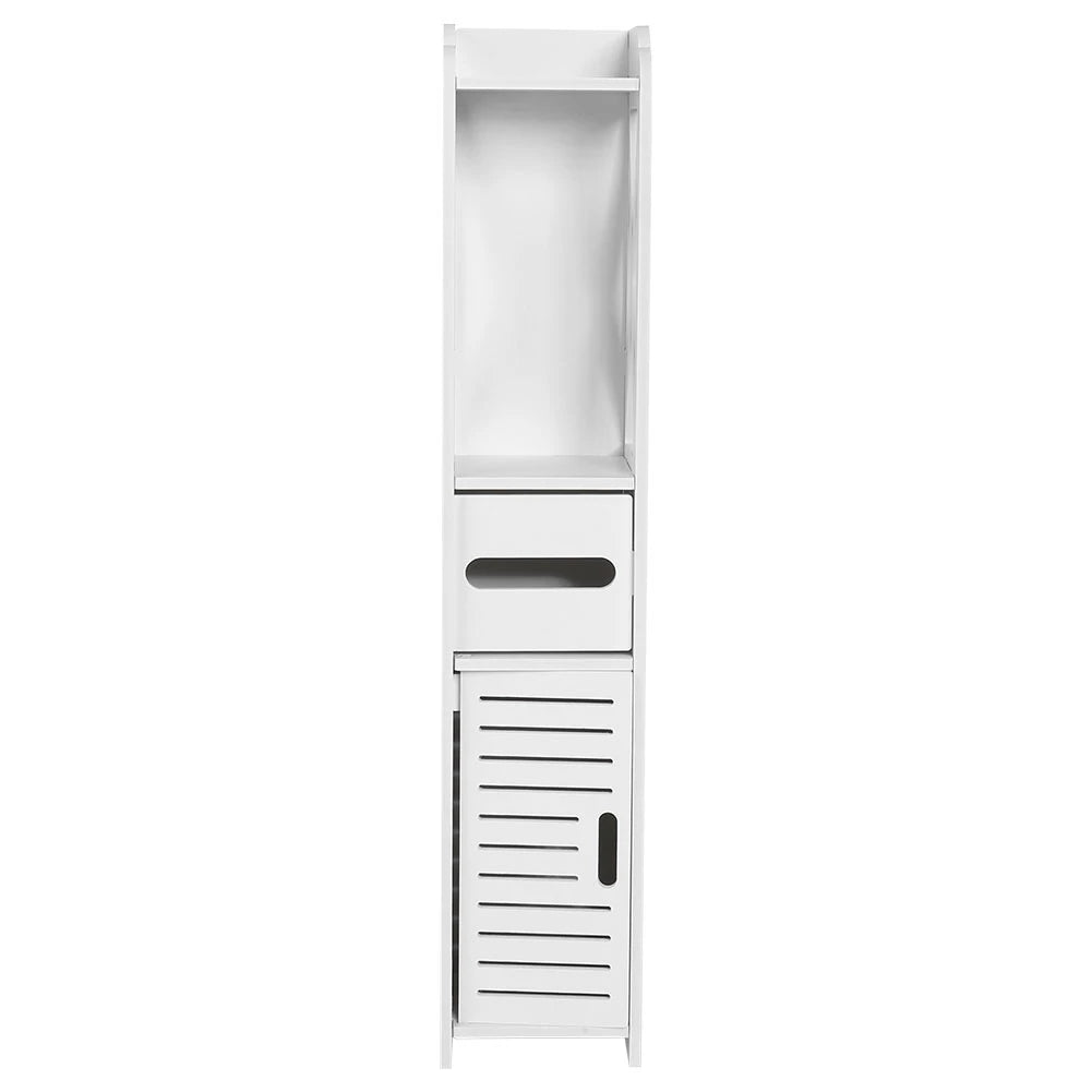 80x15.5x15CM Bathroom Toilet Furniture Cabinet White Wood Cupboard Shelf Tissue Storage Rack