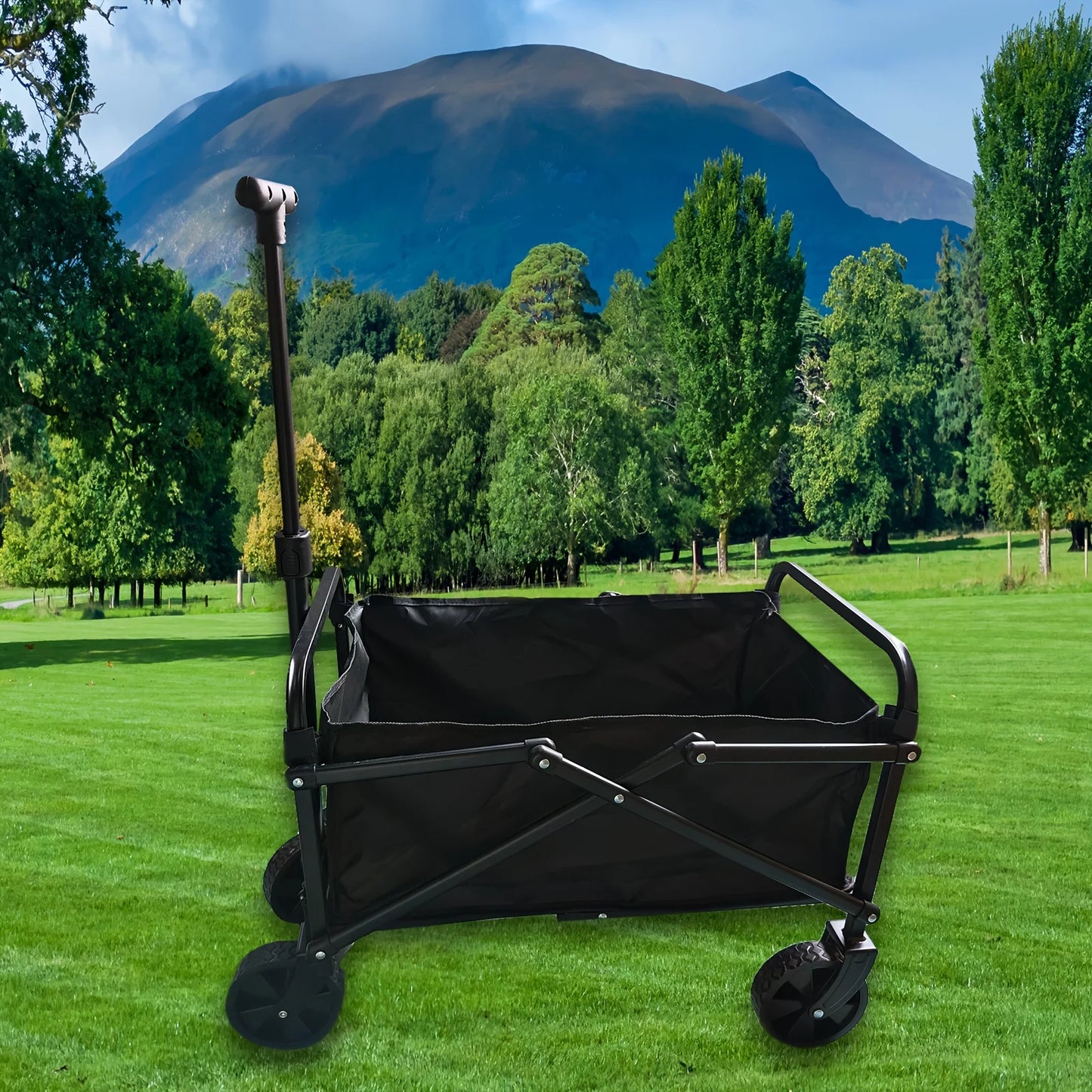 Foldable Folding Car Stroller, Dog Stroller Heavy Duty Utility Garden Cart with All-Terrain Wheels for Beach, Lawn, Sports, Camp