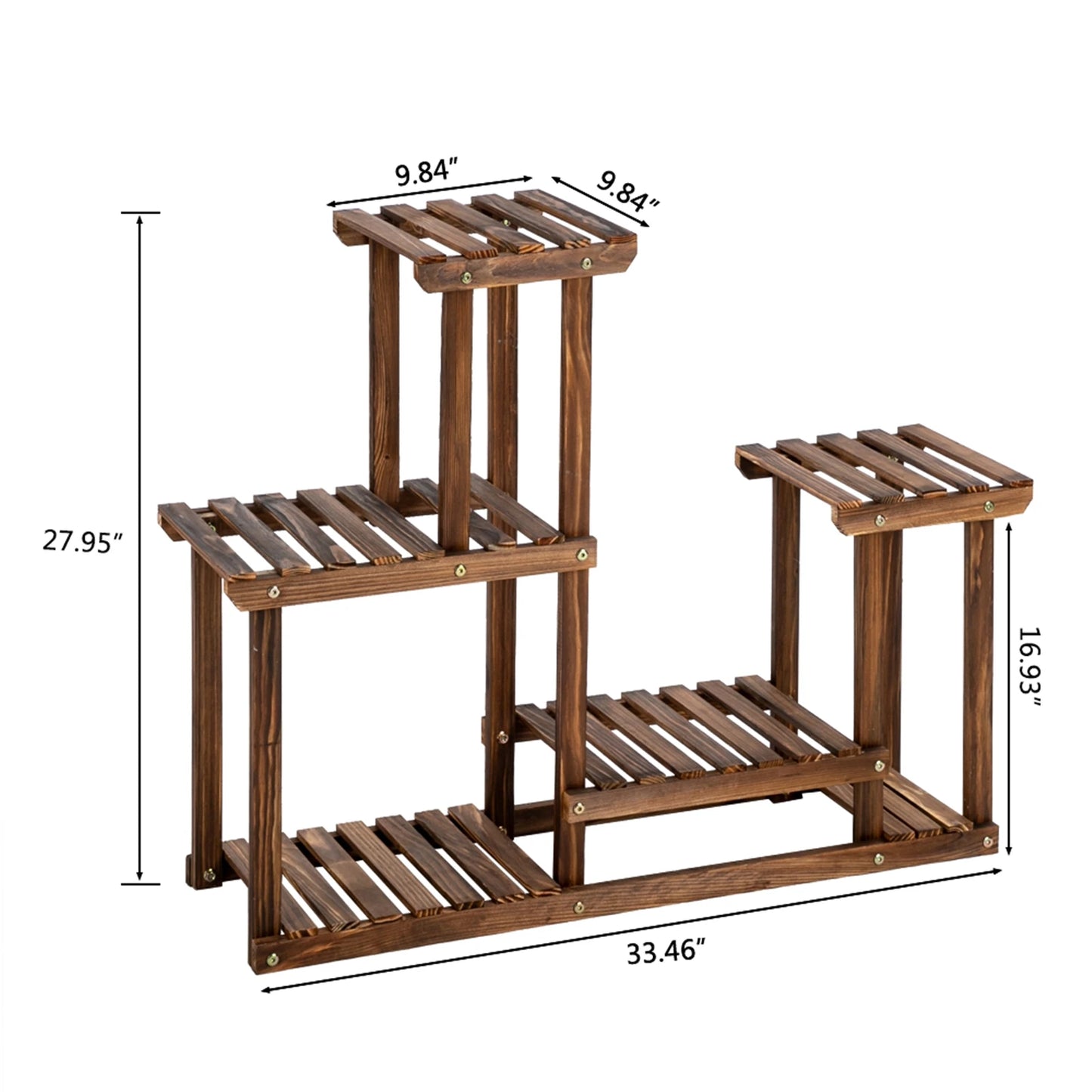 4-Story 7-Seat Indoor And Outdoor Multi-Function Carbonized Wood Plant Stand