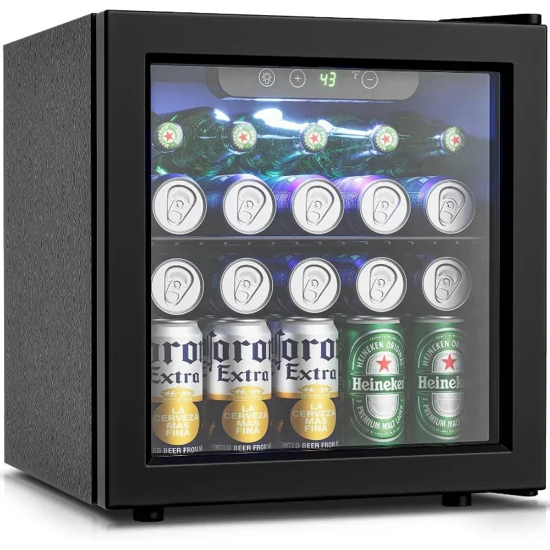 Beverage Refrigerator Cooler - 12 Bottle 50 Can Mini Fridge with Glass Door, Soda Wine Beer Drink Fridge - Small Refrigerator